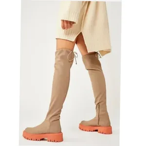 Free People Chase Second Skin Over The Knee Stretch Boot Taupe thumbnail 2