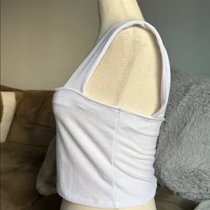 Free People White Ribbed Square Tank thumbnail 2