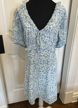 Arula B Short Sleeve Floral Blue Dress Bohemian Flowy Plus Size Altar’d State thumbnail 5