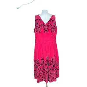 City Chic Red‎ & Black Filigree Print Sleeveless Fit & Flare Dress Plus Size 18 thumbnail 5