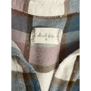 Altar'd State‎ Plaid Button Down Women Medium Brown Blue Plaid Flannel Style thumbnail 4