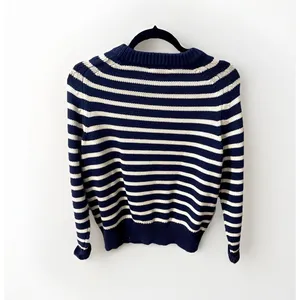 NWT J.Crew Relaxed Stripe Crewneck Sweater Womens Chunky Knit Nautical Fisherman thumbnail 11