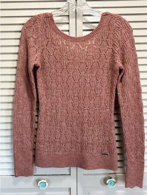 Abercrombie & Fitch Rose Knit‎ Sweater Scoop Neck Long Sleeve Size M Logo Soft thumbnail 1