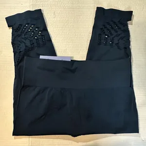 One5One Women Navy Blue Eyelet‎ Hem Cropped Activewear Casual Leggings L/XL thumbnail 10