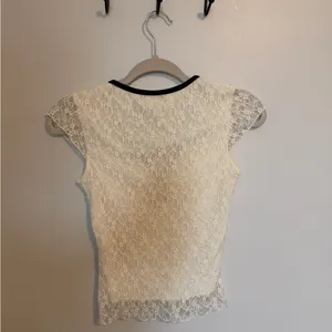 Thirty/ Thirty Cream Lace Top with Black Trim thumbnail 3