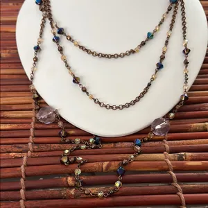 Lia Sophia Three Strand Multicolor Beaded Necklace thumbnail 2