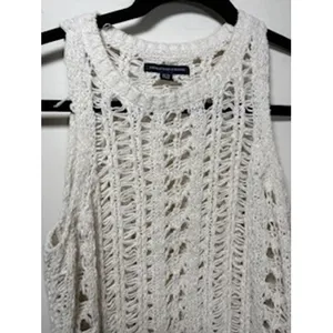 AMERICAN EAGLE Crochet Sweater Tank XS White Open Knit Boho Festival Top‎ thumbnail 2