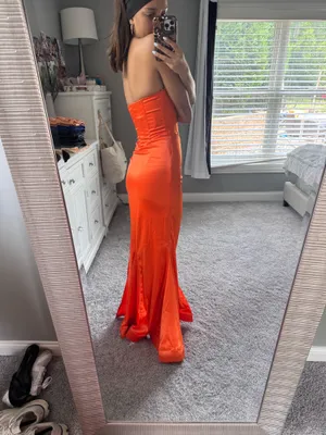 Net princess Polly orange satin prom dress thumbnail 5