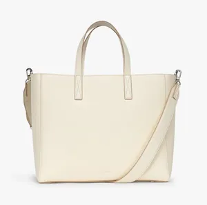 Calpak Cream Haven Leather Tote with Removable Strap thumbnail 1