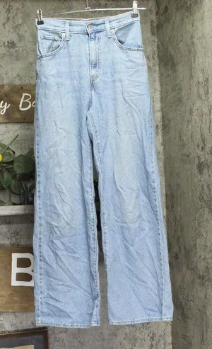 Levi's Womens Cinch Barrel High Rise Straight Leg Jeans Light Blue 25x31 thumbnail 1