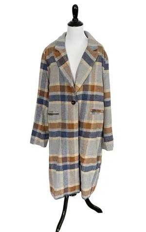 SAGE The Label All the Way Plaid Coat size Large thumbnail 2