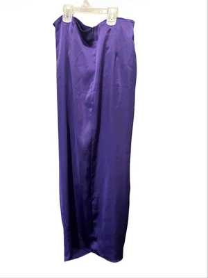 ZARA Purple Satin Strapless Twist Midi Dress Sz. Small GUC Asymmetric Tube Dress thumbnail 2