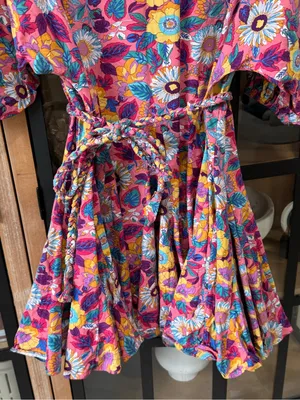 Shop The Mint Floral flouncy dress ruffle pleated fit & flare tie waist braided colorful thumbnail 6