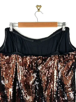 Anthropologie Strapless Sequin Mini Dress Brown/Black Size 22W NWT thumbnail 6