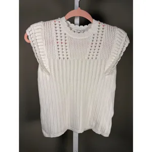 Current Air Cream Knit Sweater Tank Top Ruffle Sleeve‎ Boho Chic thumbnail 2