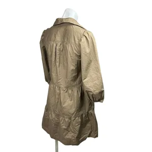 Gap NWT $80 Khaki Tiered Puff Sleeve Button Front Mini Babydoll Shirt Dress XSP thumbnail 8