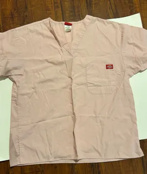 Dickies Light Pink Work Scrub Top with Logo Patch thumbnail 1