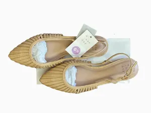 NIB A New Day Gold Straw Woven Pointed Toe Slingback Flats Memory Foam 6.5 thumbnail 2