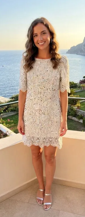 Soma London x ASOS Sequin Lace Mini Dress White/Silver Size XS Retail $238 thumbnail 1