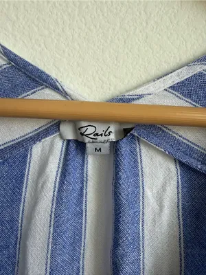 Rails Wren Pacifica Stripe Linen Blend Kaftan Dress Blue White Size Medium thumbnail 7