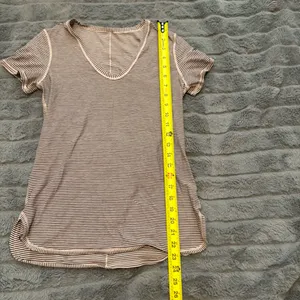 Lululemon Striped V Neck Tee Pima Cotton Black Cream Short Sleeve thumbnail 8