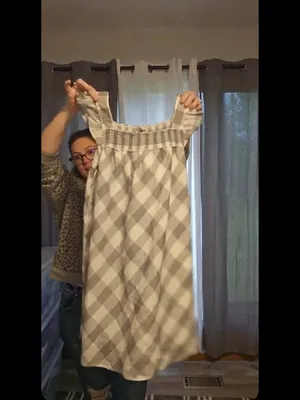 Hem & Thread White and Taupe Plaid Smocked Sundress thumbnail 2