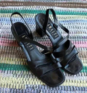 Amalfi • black Strappy heels women’s size 7 AAAA Italy thumbnail 1