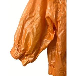 Neon Polyurethane Zip Up Puffer Small Orange thumbnail 6