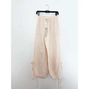 NWT Bohme Avery Crinkle Joggers Oatmeal Size Small Bohemian Balloon Leg Cotton thumbnail 4