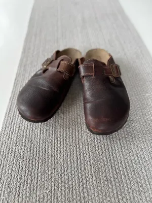 NC Club Dark Brown Oiled Leather Clogs Mules Size 9 Made in Spain thumbnail 7