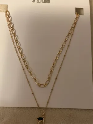 Gold Layered Necklace with Red Cherry Pendant thumbnail 3