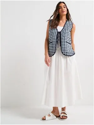 FREE PEOPLE Claudine Quilted Vest in Gingham Blue Size X-Small thumbnail 2