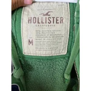 Hollister Y2K Green Zip‎ Up Hoodie 22 Graphic Fitted Zip Jacket Size Medium thumbnail 6