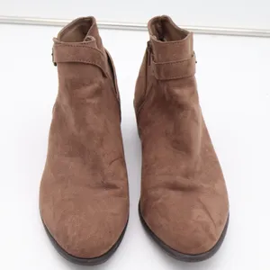 Voss Womens Brown Faux Suede Ankle Booties Side Zip Buckle Strap Size 10 thumbnail 3