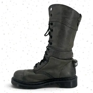 Dr. Martens Triumph Boots Leather Pirate Style Fold Down Tartan Plaid Lining 7 thumbnail 6