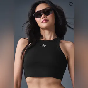 ALO Yoga NWT Aspire Tank Top Ribbed in Black Size M thumbnail 4