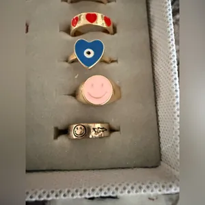 Gold Plated Fashion Rings With Various Enamel Designs thumbnail 4