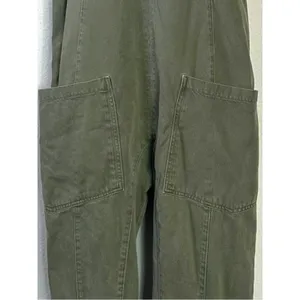 Free People High Roller Jumpsuit in Moss Stone Size Small Denim Overalls Harem thumbnail 6