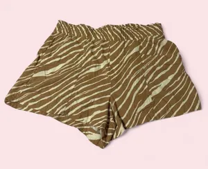 a new day Brown and Cream Zebra-Print Elastic Waist Shorts thumbnail 1