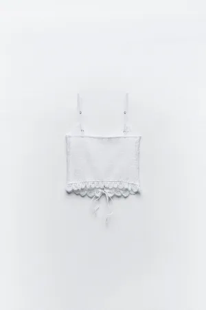 white ZARA floral embroidered tank top thumbnail 7
