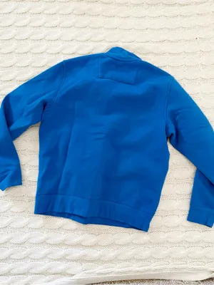 Lands' End Unisex Quarter-Zip Fleece Pullover - Blue thumbnail 3