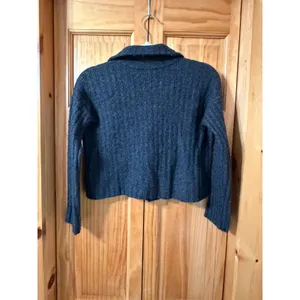 Madewell Wool Blend Ribbed Cardigan Button‎ Sweater Womens S Gray Crop Collared thumbnail 3
