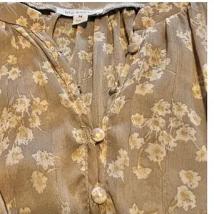 Blu Pepper‎ Size M Emily Khaki Floral Long Sleeve Boho Blouse Tan-Fall Fashion thumbnail 4