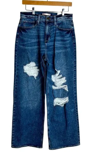 SO Women Super High Rise Wide Leg Distressed Denim Jeans Blue 11/30W thumbnail 1