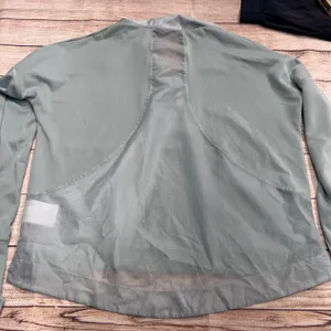 Nike Air Womens Quarter Snap Long Sleeve Running Top Sage Green Thumbholes thumbnail 12