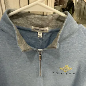 Peter Millar Crown Comfort Quarter Zip Pullover Blue Jonive Logo Men’s Medium thumbnail 3