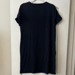 Tommy Hilfiger Navy Short Sleeve Logo T‑Shirt Dress with White Trim thumbnail 5