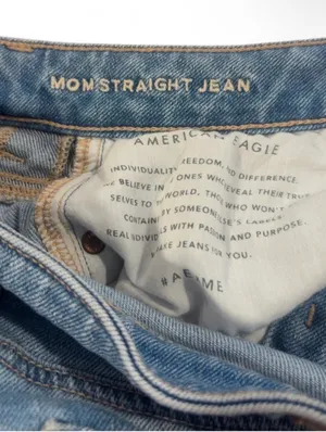 American Eagle Outfitters Distressed Mom Jeans Straight Light Wash Denim 4 thumbnail 5