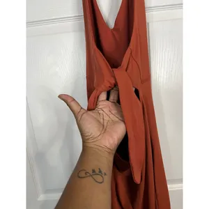 Patagonia Halter Dress Women Rust Orange Tie Back - Large thumbnail 3
