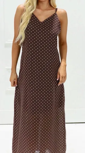 BOUTIQUE POLKA DOT DRESS Brown Size M thumbnail 1